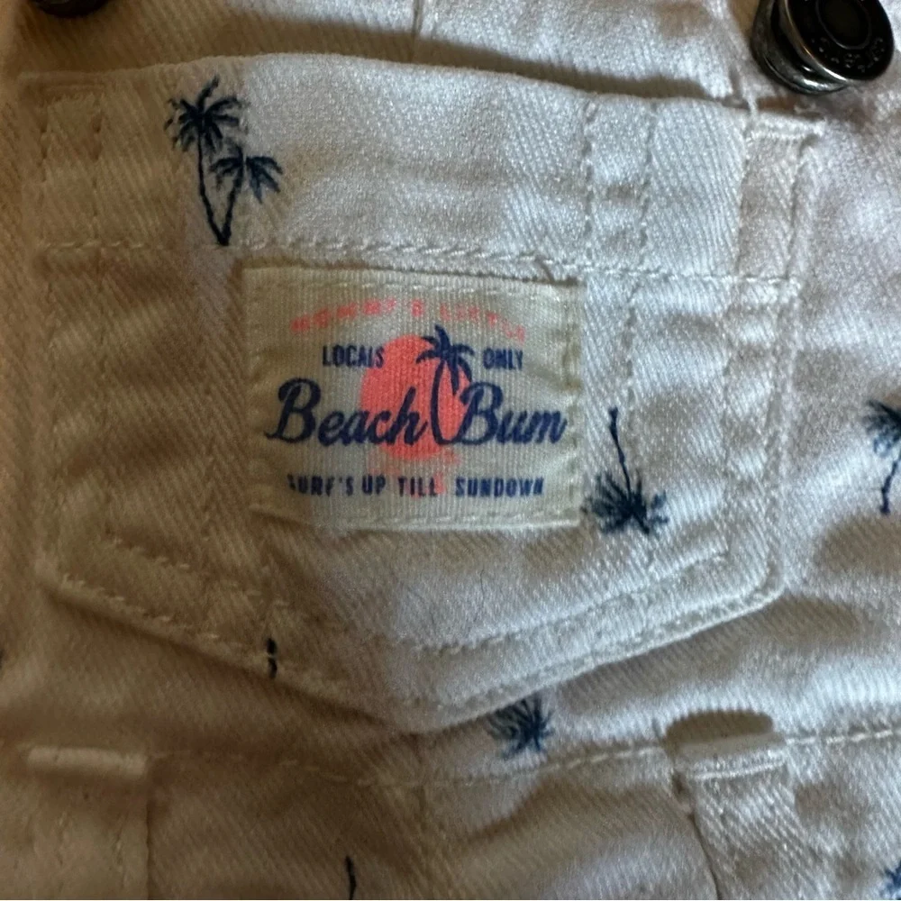 Newborns summer white cutoff beach bum overalls